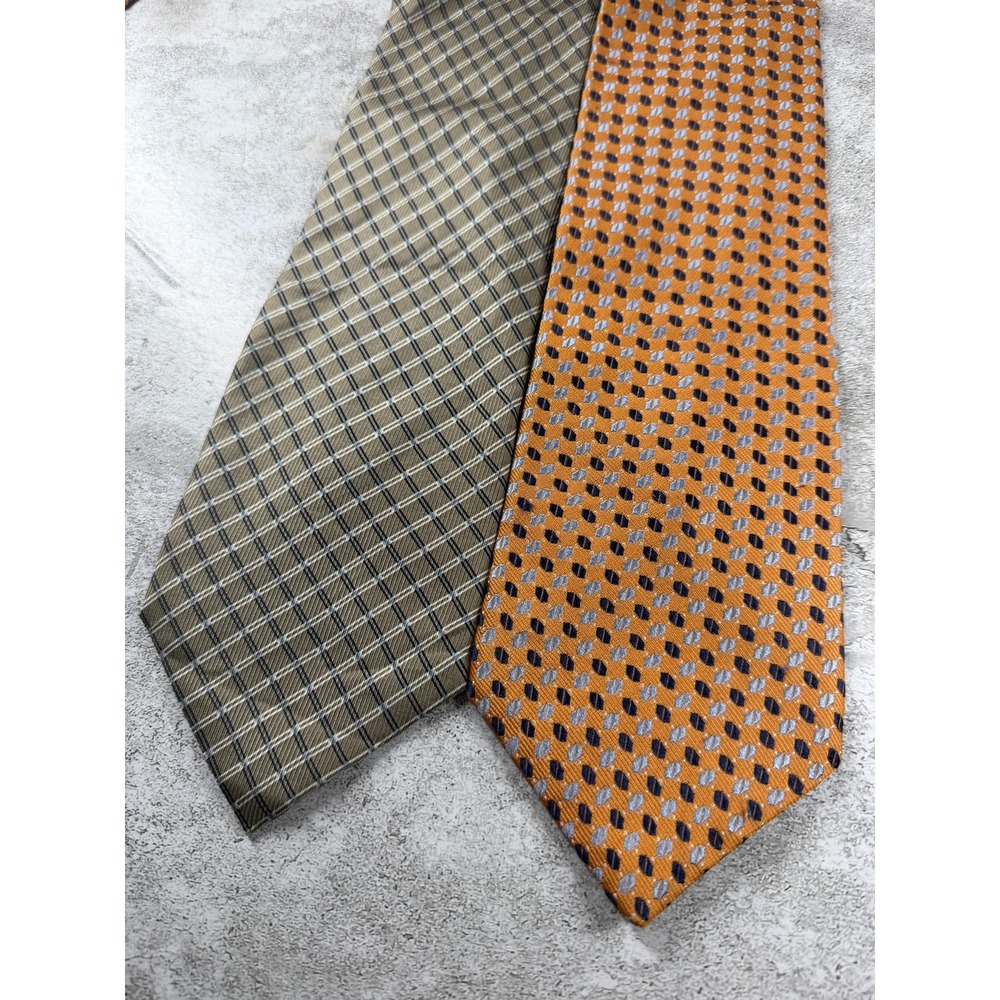 Nautica 100% Silk Tie Mens One Size Orange Geometric Jacquard Pointed Necktie